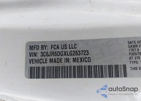 2020 Ram 1500 Classic Tradesman 4X2 8' Box from USA, damaged, VIN 3C6JR6DGXLG263723